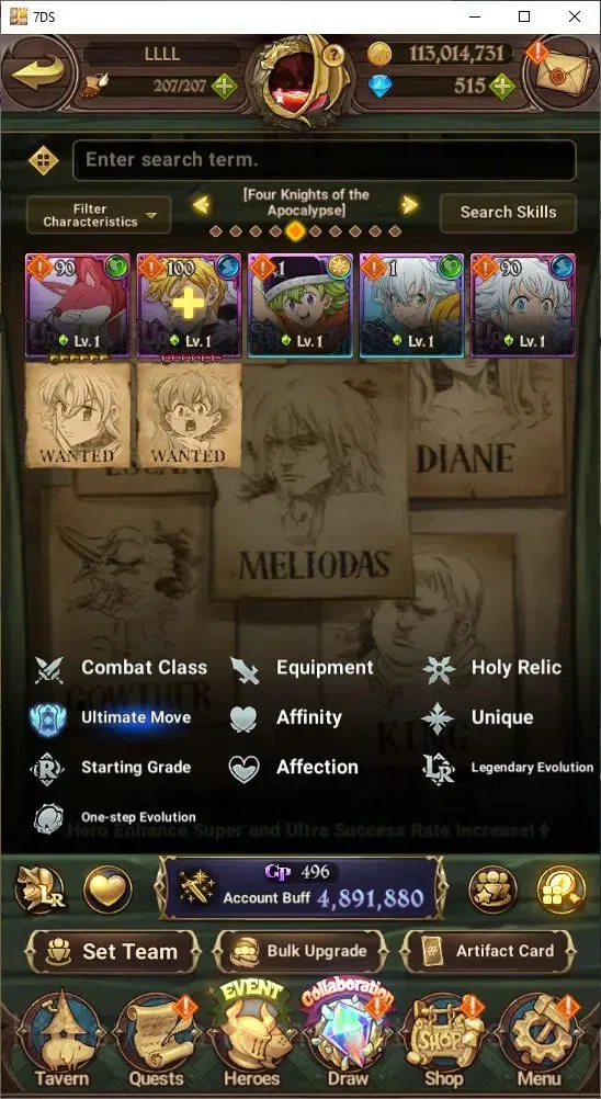 The Seven Deadly Sins: Grand Cross Accounts Others Global|4,891,880 Power | 515 Diamonds | Collab: Emilia, Rem, Ram 18