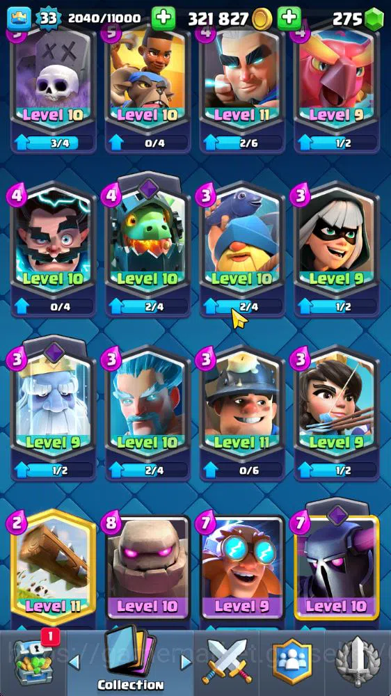 Clash Royale Accounts Starter Lvl 33|Trophy 6187|KTL 11|Card 109|6 Evo 1 Champ 17 Legend 33 Epic 30 Rare 29 Common|275 13