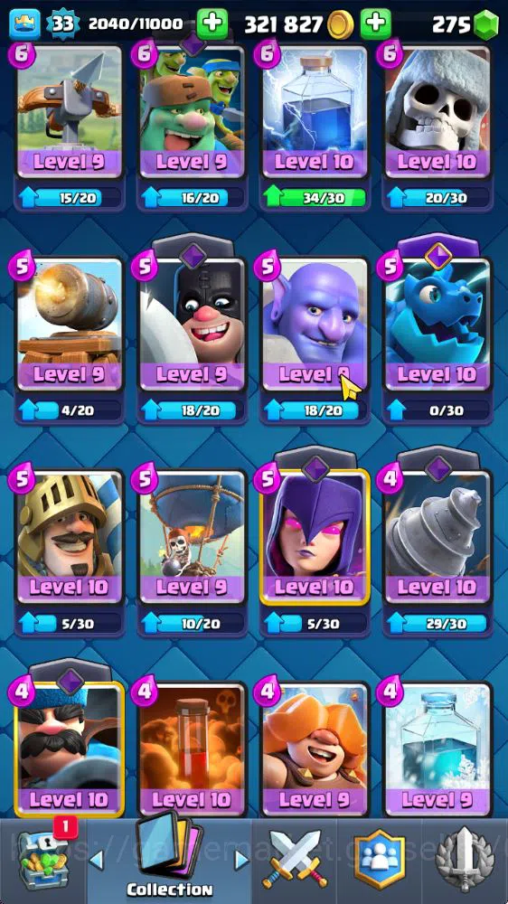 Clash Royale Accounts Starter Lvl 33|Trophy 6187|KTL 11|Card 109|6 Evo 1 Champ 17 Legend 33 Epic 30 Rare 29 Common|275 14