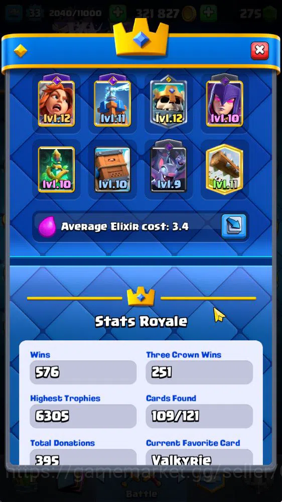 Clash Royale Accounts Starter Lvl 33|Trophy 6187|KTL 11|Card 109|6 Evo 1 Champ 17 Legend 33 Epic 30 Rare 29 Common|275 3