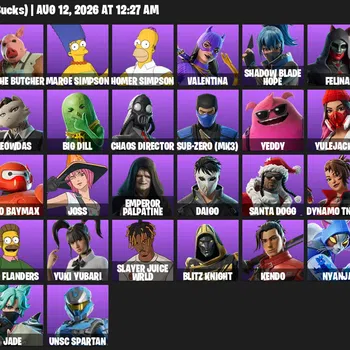 Fortnite Accounts 44 Skins | 127 Pickaxes | 73 Emotes | 85 Gliders | Level 1,626 | All Platforms | Homer Simpson, Marge