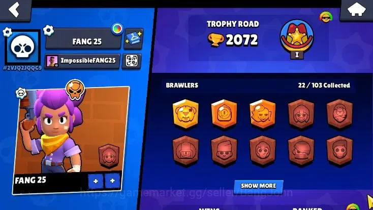 Brawl Stars Accounts Global | 2072 Thropy |22 Brawlers - 2 Max Lvl.(Nit image 2