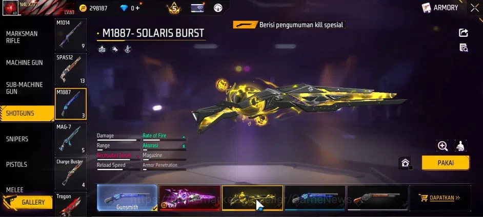 Free Fire Accounts Indonesia|M1887 Sterling Conqueror Lv7|XM8 Destiny image 5