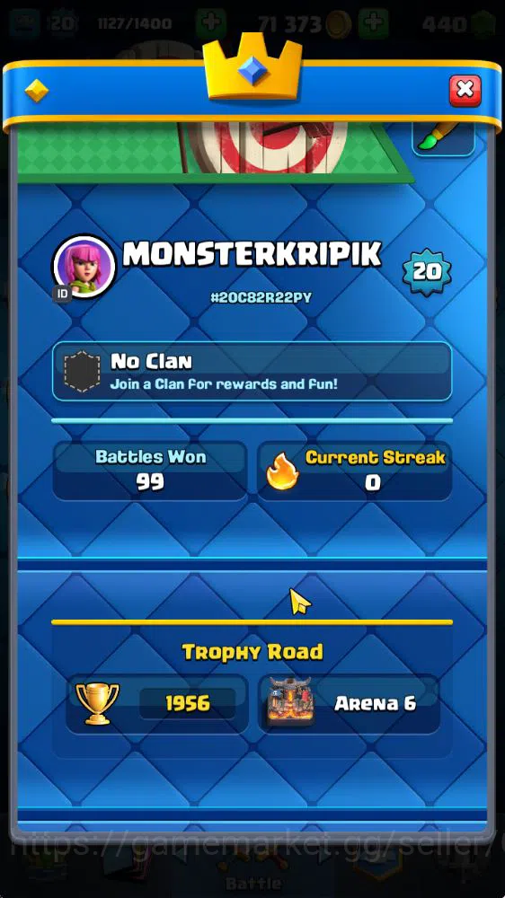 Clash Royale Accounts Starter Lvl 20|Fresh Starter|Trophy 1956|KTL 8|Card 41| 2 EVO 7 Epic, 17 Rare, 17 Common | 440 Gems 2
