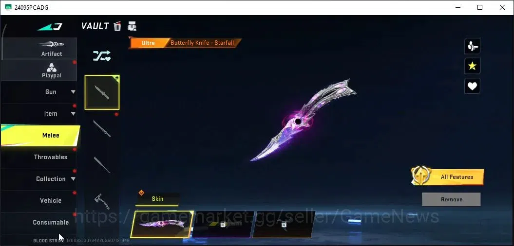 Blood Strike Accounts Rare Skin ASIA|ULTRA Meele Butterfly Knife Starfall+Katana Ronin|Ultra AR97 Bit Strike,FAL Argent|5 12