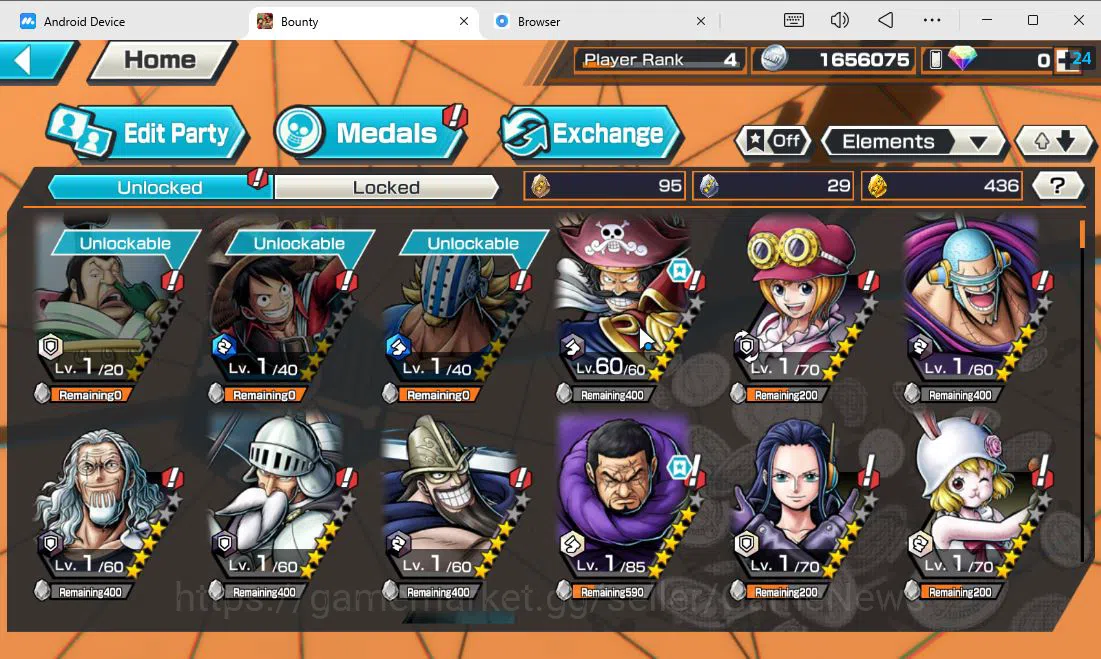 One Piece Bounty Rush Accounts Global|4 EX|GP Gol D Roger,Film Zephyr,BP Kuzan,Th image 2