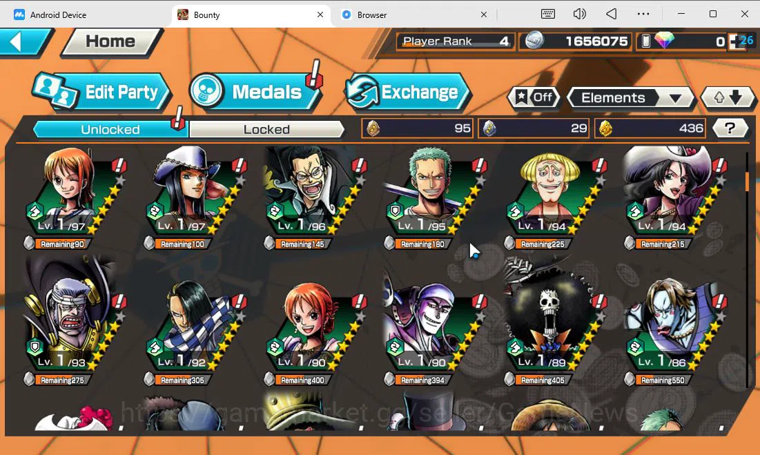 One Piece Bounty Rush Accounts Global|4 EX|GP Gol D Roger,Film Zephyr,BP Kuzan,Th image 3