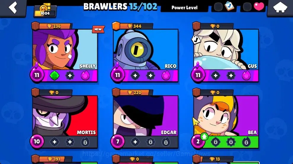 Brawl Stars Accounts 1004 Trophy|15 Brawlers 3 Max Lv [Gus,Rico,Shelly]Myth Mortis|1 Epic Skins [Dr Edgar]|3 Buffies|CN 4