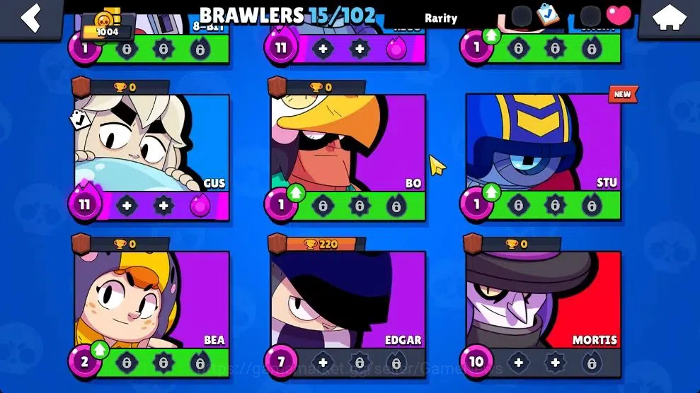 Brawl Stars Accounts 1004 Trophy|15 Brawlers 3 Max Lv [Gus,Rico,Shelly]Myth Mortis|1 Epic Skins [Dr Edgar]|3 Buffies|CN 5
