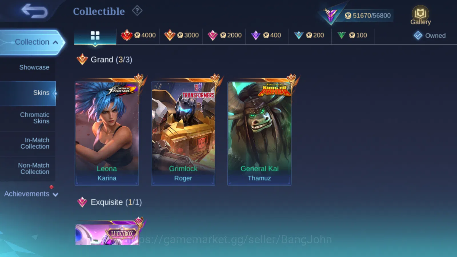 Mobile Legends: Bang Bang Accounts Others Hero 131 | Skin 240 | Recall Epic Biru / Tas tas | Zodiac Lancelot | Transformers 5
