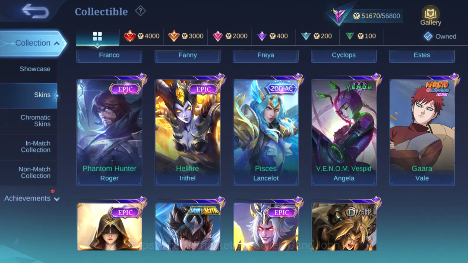 Mobile Legends: Bang Bang Accounts Others Hero 131 | Skin 240 | Recall Epic Biru / Tas tas | Zodiac Lancelot | Transformers 8