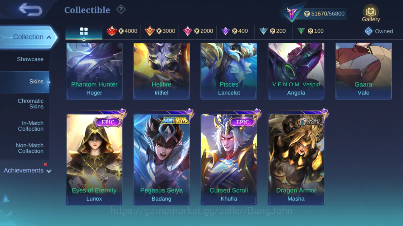 Mobile Legends: Bang Bang Accounts Others Hero 131 | Skin 240 | Recall Epic Biru / Tas tas | Zodiac Lancelot | Transformers 9