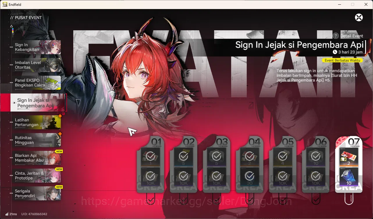 Arknights: Endfield Accounts Mid Game | Asia | Laevatain + Sign | Gilberta | Last Rite | Pogranichnik | Ardelia | Weapon 12