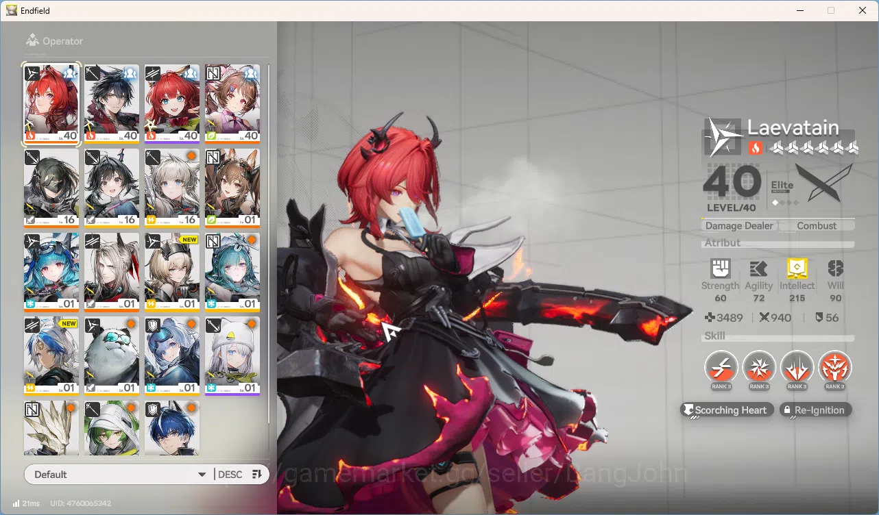Arknights: Endfield Accounts Mid Game | Asia | Laevatain + Sign | Gilberta | Last Rite | Pogranichnik | Ardelia | Weapon 3