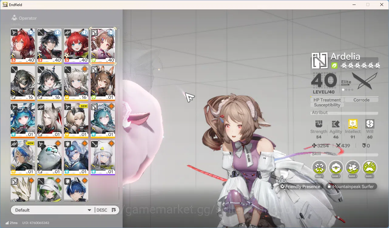 Arknights: Endfield Accounts Mid Game | Asia | Laevatain + Sign | Gilberta | Last Rite | Pogranichnik | Ardelia | Weapon 4