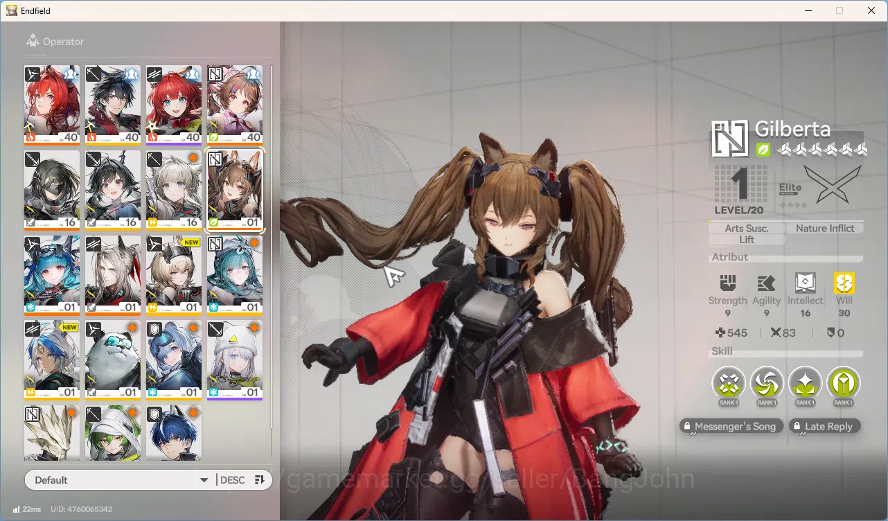 Arknights: Endfield Accounts Mid Game | Asia | Laevatain + Sign | Gilberta | Last Rite | Pogranichnik | Ardelia | Weapon 5