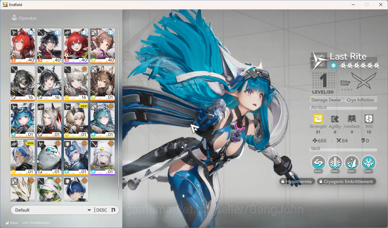 Arknights: Endfield Accounts Mid Game | Asia | Laevatain + Sign | Gilberta | Last Rite | Pogranichnik | Ardelia | Weapon 6