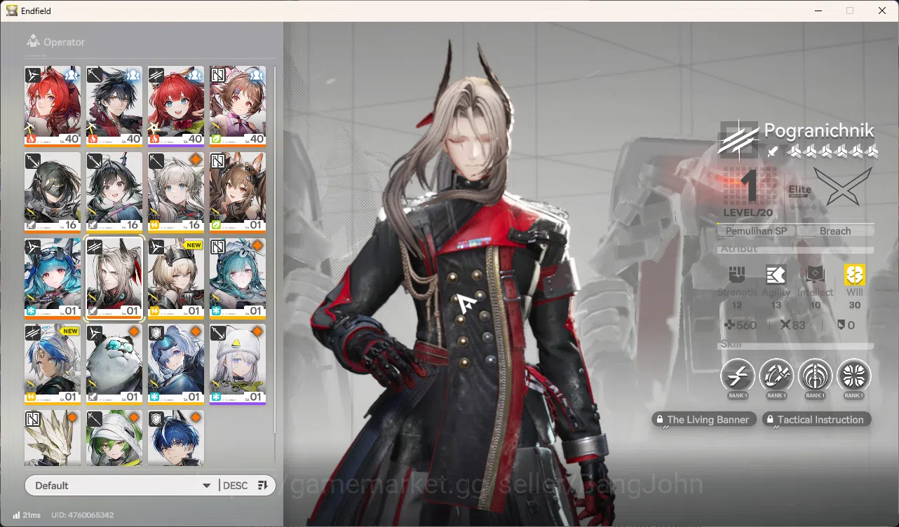 Arknights: Endfield Accounts Mid Game | Asia | Laevatain + Sign | Gilberta | Last Rite | Pogranichnik | Ardelia | Weapon 7