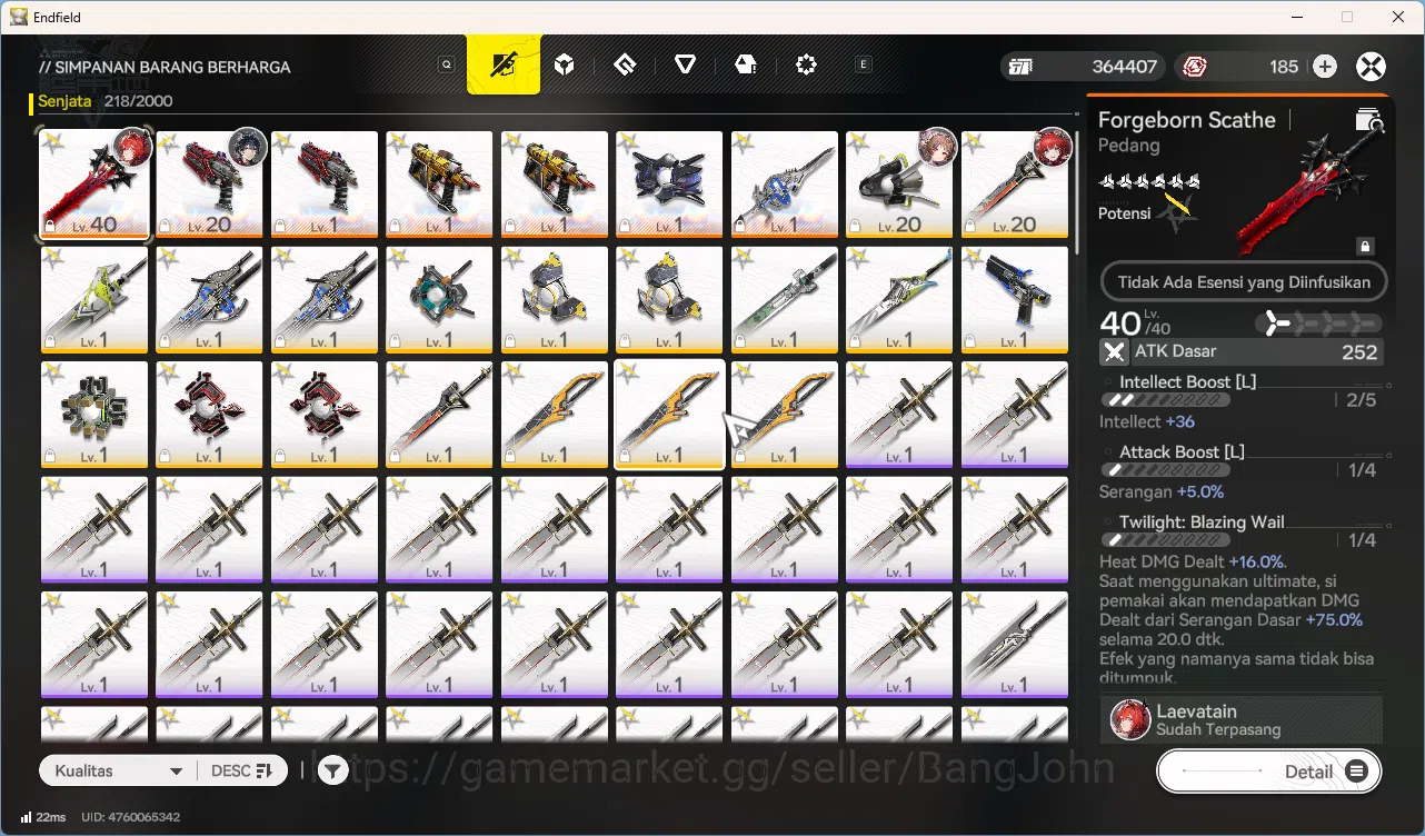Arknights: Endfield Accounts Mid Game | Asia | Laevatain + Sign | Gilberta | Last Rite | Pogranichnik | Ardelia | Weapon 8