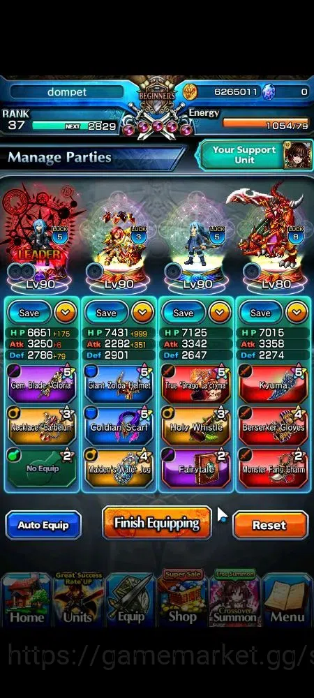 Grand Summoners Accounts Mid-Game Global | Rank 37 | 2 Ascend (Demon Lord Rimuru, Demon Lord Vox) Lpot 50 |Check SS|(GS2600) 3