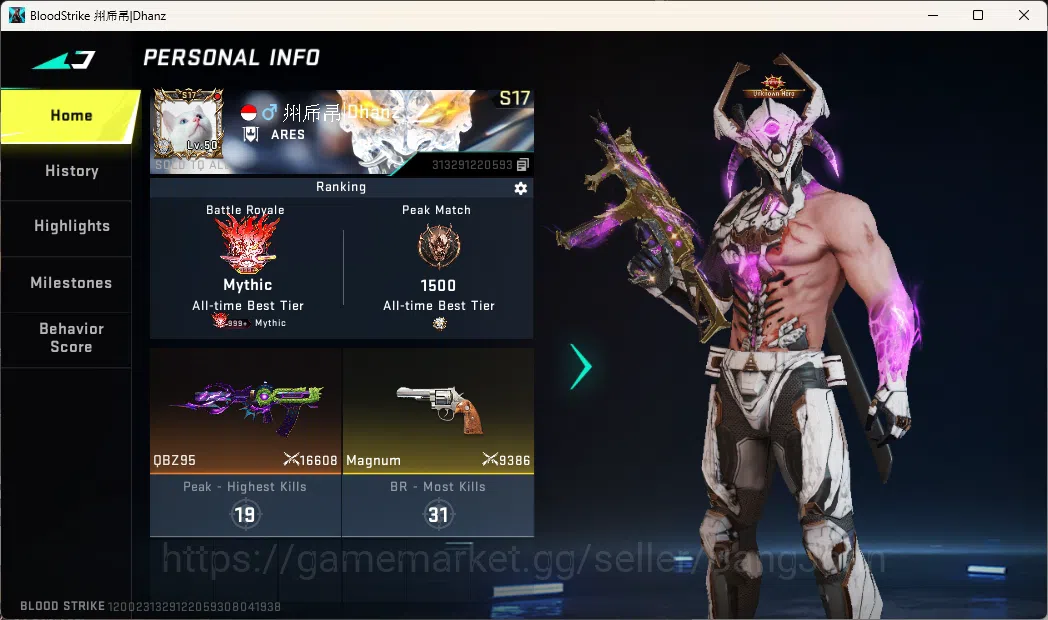 Blood Strike Accounts Others ASIA |2 Ultra Melee: The Iron,Shuriken |Eternal: Desert Eagle|7 Collab Guns|10 Ultra Guns|13 1