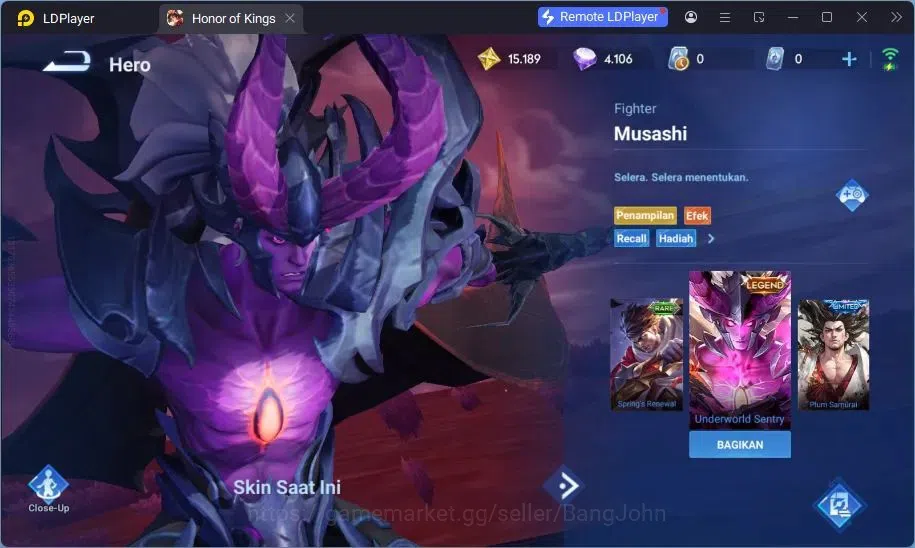 Honor of Kings Accounts Global | 49H 44S | Legend Musashi, Legend Lady Sun image 4
