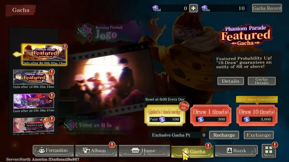 Jujutsu Kaisen: Phantom Parade Accounts NA | Starter 5 SSR Gojo, Toge, Panda, Yuji, Nobara image 2