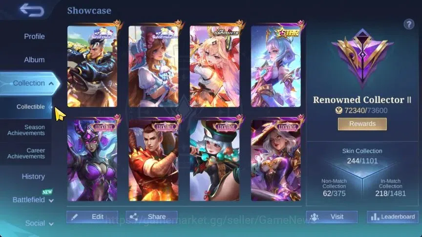 Mobile Legends: Bang Bang Accounts Hero 124|Skin 244|High Glory 70|Aspirants Guinever image 3