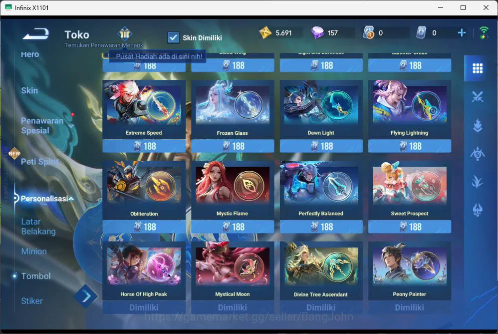 Honor of Kings Accounts GLOBAL | hero 81, skin 75,blessed mai shiranui, 22 image 18