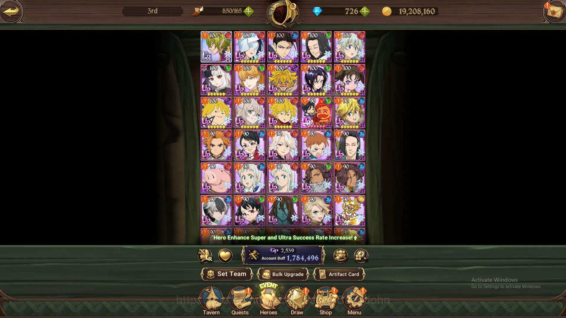 The Seven Deadly Sins: Grand Cross Accounts Others GLOBAL|1.7M CC|DM 726|LR Helbram|UR Meresca2/6,ODK,Chaos 4