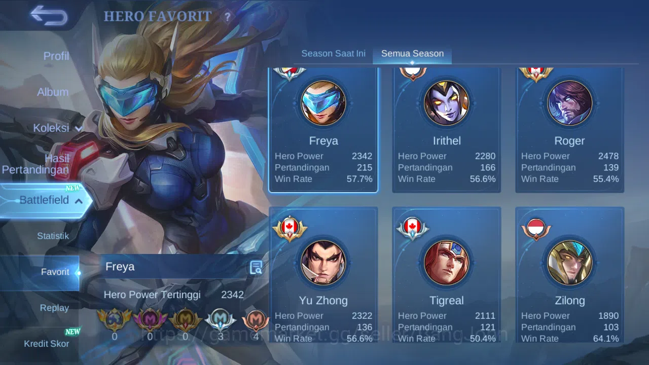 Mobile Legends: Bang Bang Accounts Others Hero 120 Skin 275 | KOF Karina | Luckybox Lunox, Gatot | Zodiac Lunox | Epic 17