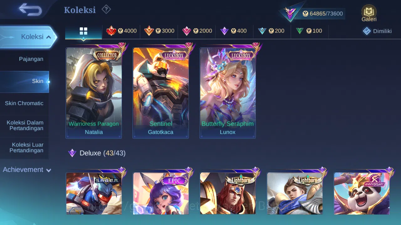 Mobile Legends: Bang Bang Accounts Others Hero 120 Skin 275 | KOF Karina | Luckybox Lunox, Gatot | Zodiac Lunox | Epic 3