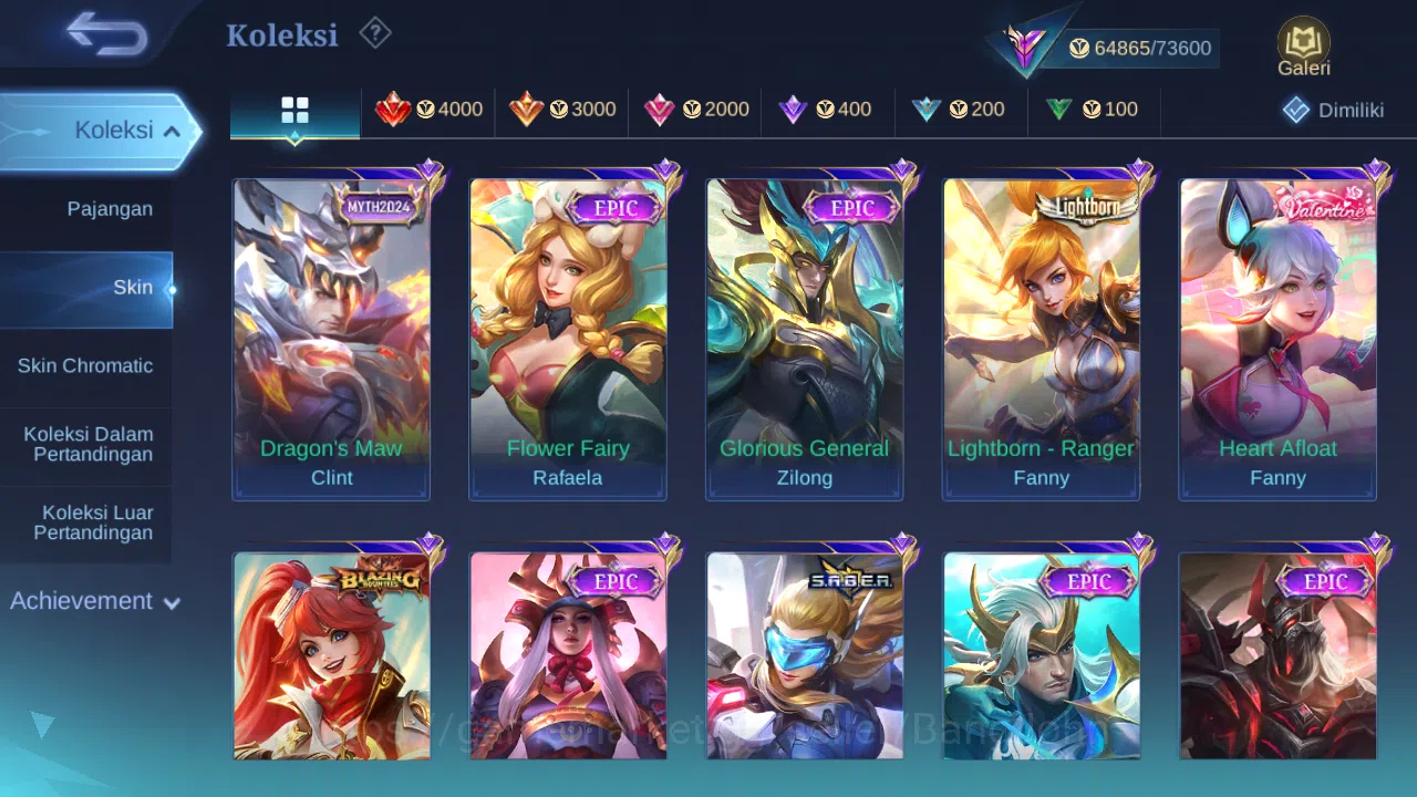Mobile Legends: Bang Bang Accounts Others Hero 120 Skin 275 | KOF Karina | Luckybox Lunox, Gatot | Zodiac Lunox | Epic 5