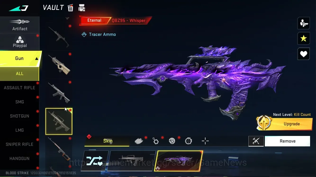 Blood Strike Accounts Collab Skin Asia|Eternal QBZ95-Whisper Lv3,MP7 Tidesong+Ultra Melee Staff|Collab AOT M4A1 Bof,OPM 1
