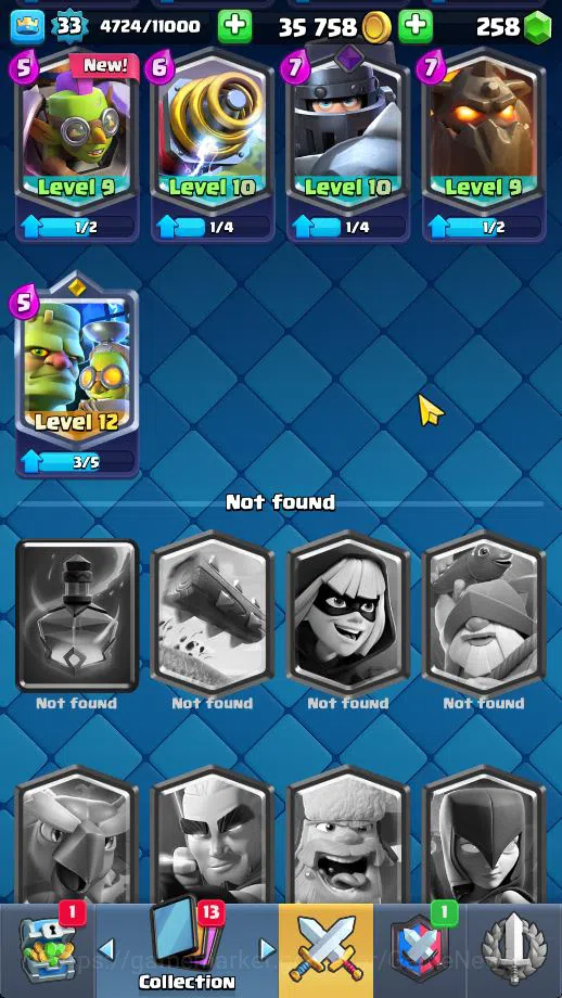 Clash Royale Accounts Midgame Lv 33|Trophy 5797|KTL 11|Limited Skin|Card 103| 1 HERO 4 EVO 1 Champ 11 Legendary 32 Epic 30 12