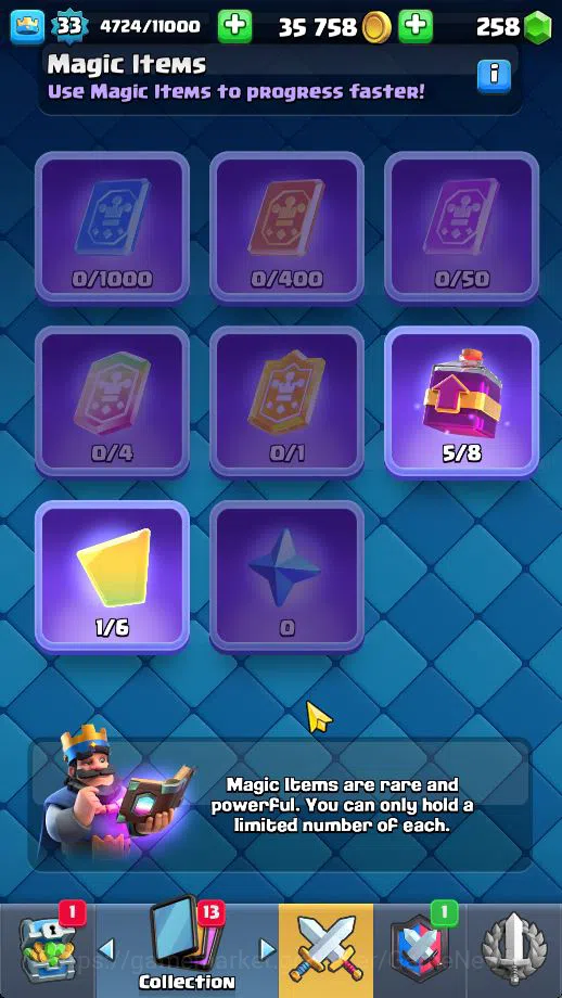 Clash Royale Accounts Midgame Lv 33|Trophy 5797|KTL 11|Limited Skin|Card 103| 1 HERO 4 EVO 1 Champ 11 Legendary 32 Epic 30 13