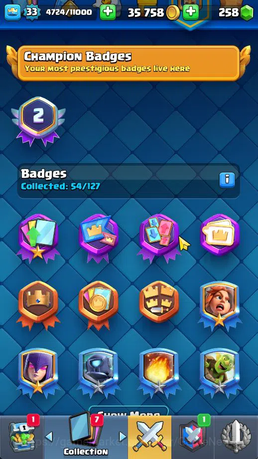 Clash Royale Accounts Midgame Lv 33|Trophy 5797|KTL 11|Limited Skin|Card 103| 1 HERO 4 EVO 1 Champ 11 Legendary 32 Epic 30 17