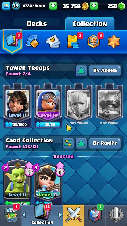 Clash Royale Accounts Midgame Lv 33|Trophy 5797|KTL 11|Limited Skin|Card 103| 1 HERO 4 EVO 1 Champ 11 Legendary 32 Epic 30 4