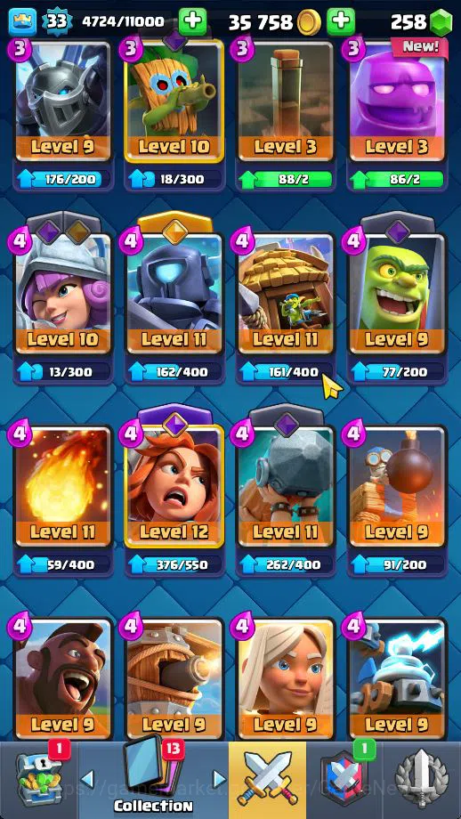 Clash Royale Accounts Midgame Lv 33|Trophy 5797|KTL 11|Limited Skin|Card 103| 1 HERO 4 EVO 1 Champ 11 Legendary 32 Epic 30 8