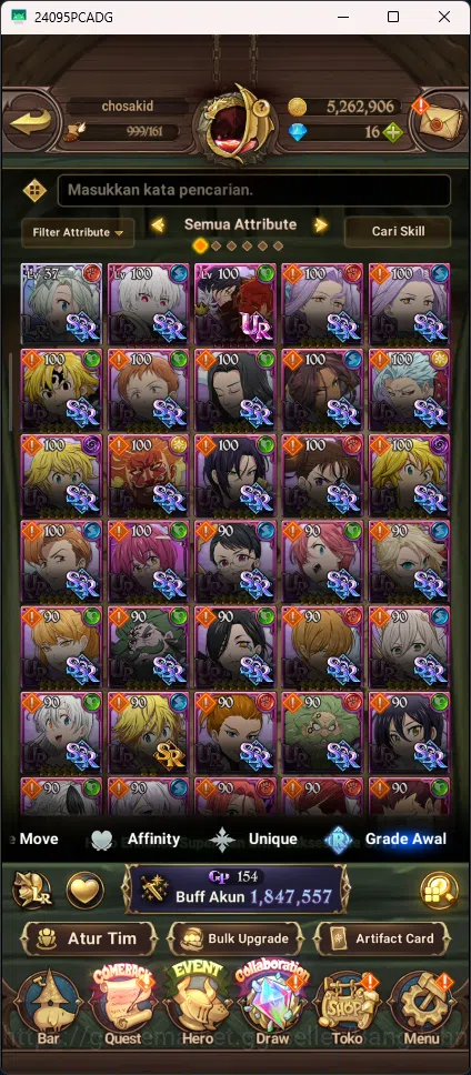 The Seven Deadly Sins: Grand Cross Accounts ASIA | 1,847M CC | 3 Collab | UR Merlin and Escano image 2