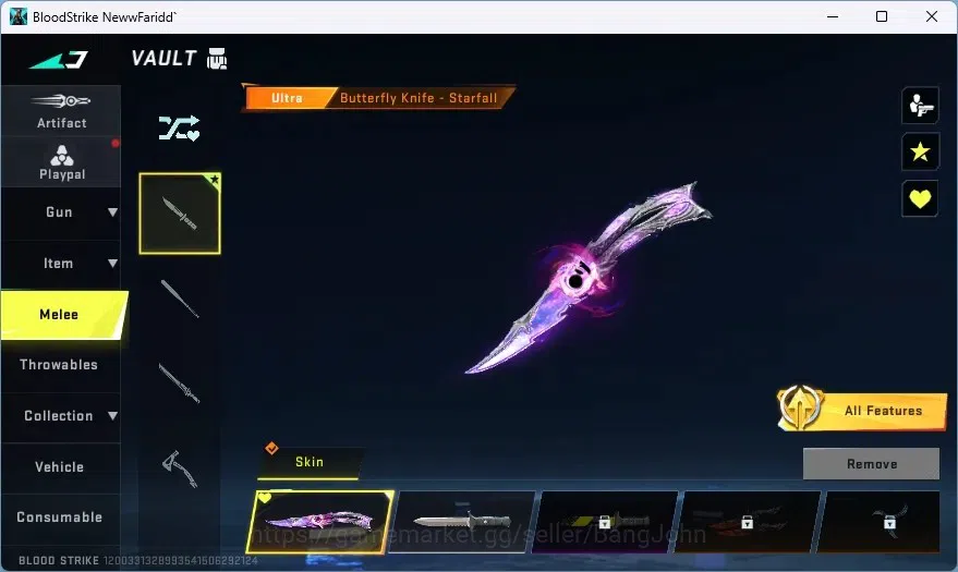 Blood Strike Accounts ASIA | ULTRA MELEE: Butterfly Knife - Starfall|ULT image 2