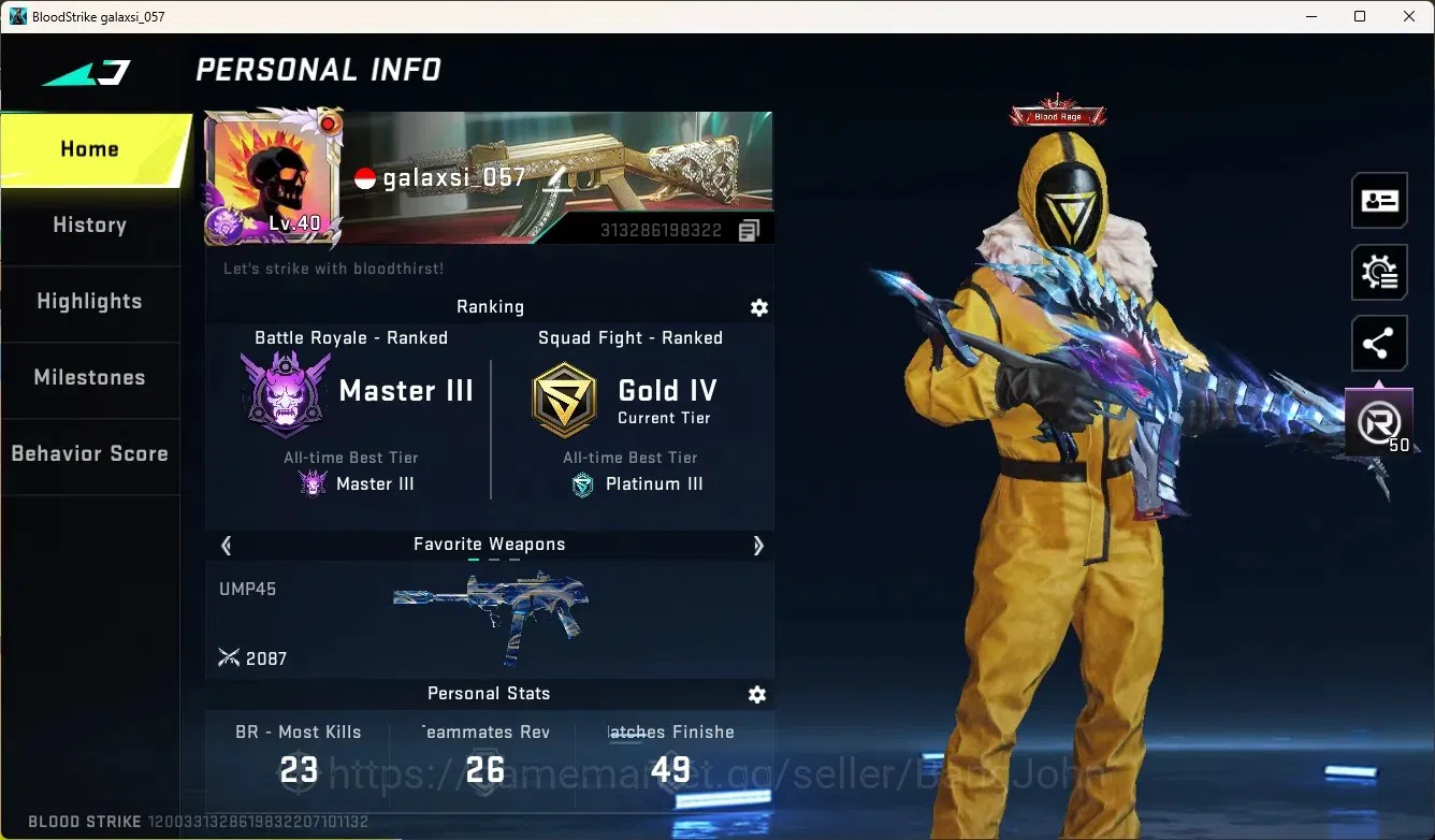 Blood Strike Accounts High-End ASIA|Evo Fal:Evolved|1 Limited:Origin-12|3 Ultra & 8 Legendary Gun|Check SS BS2005B 1