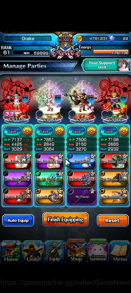 Grand Summoners Accounts Global|Rank 61|20 Ascend|InumutaTW,Summer MiyuTW,M image 3
