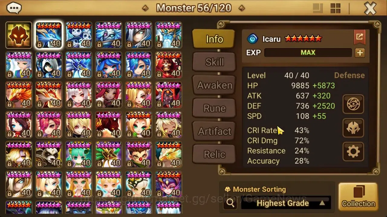 Summoners War: Sky Arena Accounts GLOBAL Lv 80|1 LD[Kiki]+18 Total NB5[Sagar,Poseido image 10