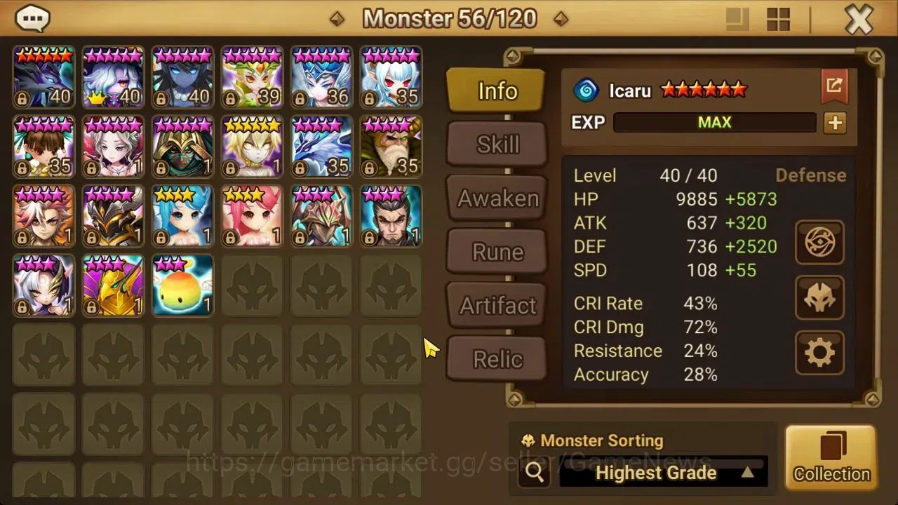 Summoners War: Sky Arena Accounts GLOBAL Lv 80|1 LD[Kiki]+18 Total NB5[Sagar,Poseido image 11