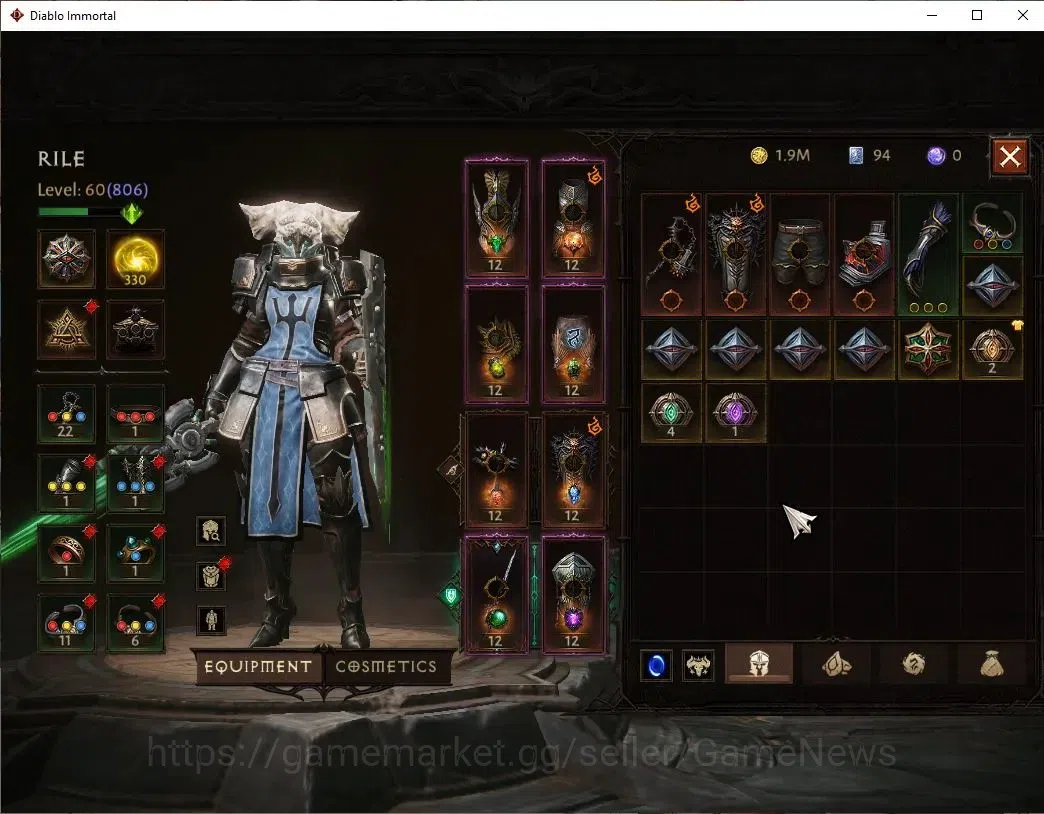 Diablo Immortal Accounts EU - Sescheron|CS ON|Lv60(806)|Crusader|CR 43k|Res image 5