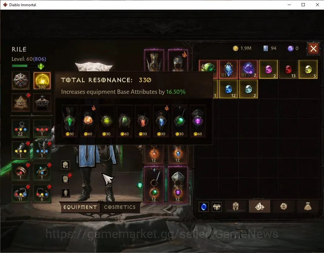 Diablo Immortal Accounts EU - Sescheron|CS ON|Lv60(806)|Crusader|CR 43k|Res image 6