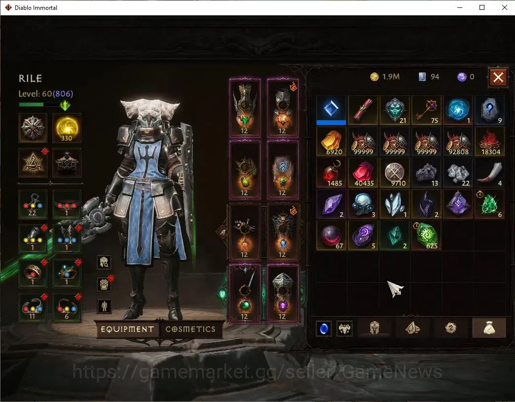 Diablo Immortal Accounts EU - Sescheron|CS ON|Lv60(806)|Crusader|CR 43k|Res image 8