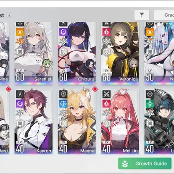 Chaos Zero Nightmare Accounts Asia|Lv53|12 SSR (Sereniel M6,Nine)+Partner,Narja M2,Chizuru M1,Haru M2,Mei Lin M1,Renoa M1