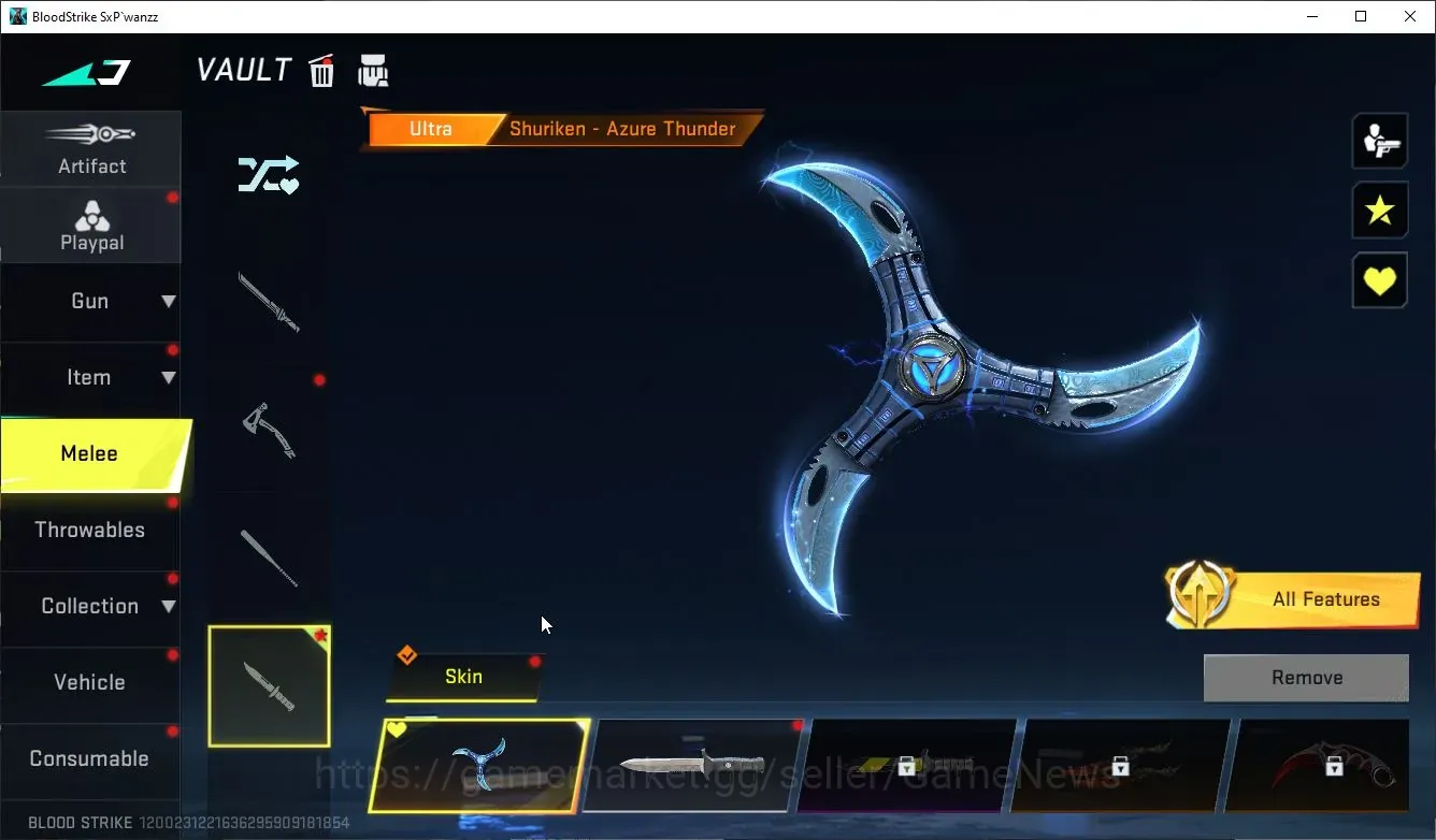 Blood Strike Accounts Collab Skin Asia|2 Ultra Melee Shuriken,Staff|Collab AOT Female Titan,OPM SKS MumenRider|1 Ultra 1